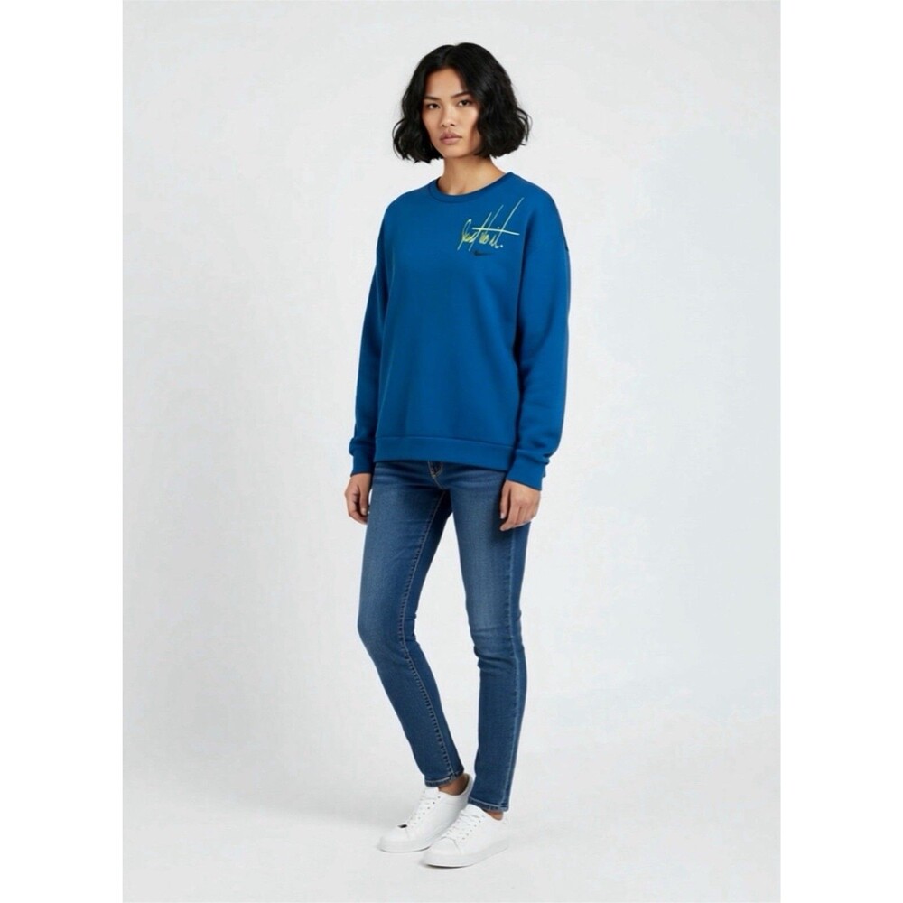 Nike Sweater Women's Large Blue Just Do It Crew Neck Long Sleeve Pullover